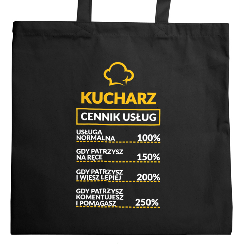 Kucharz - Cennik Usług - Torba Na Zakupy Czarna