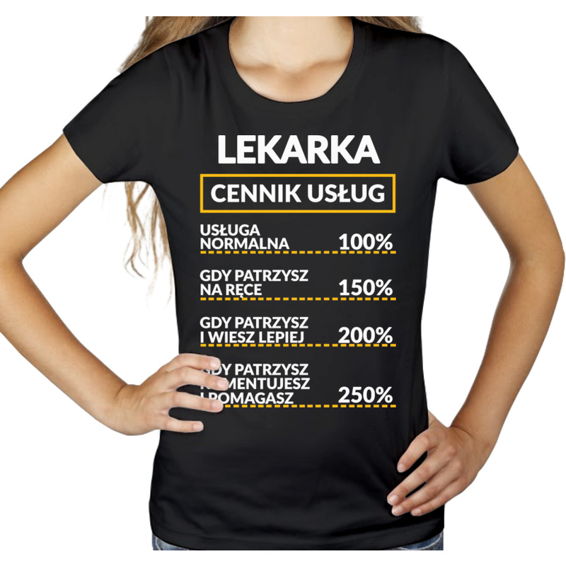 Lekarka - Cennik Usług - Damska Koszulka Czarna