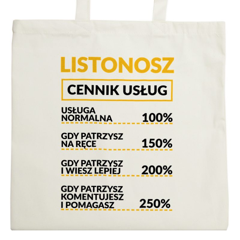 Listonosz - Cennik Usług - Torba Na Zakupy Natural