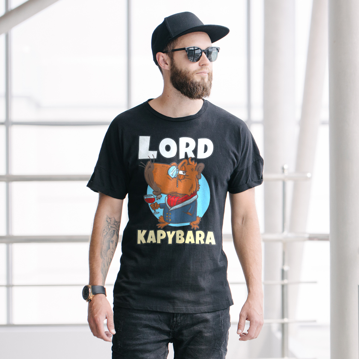 Lord Kapybara Kapibara - Męska Koszulka Czarna