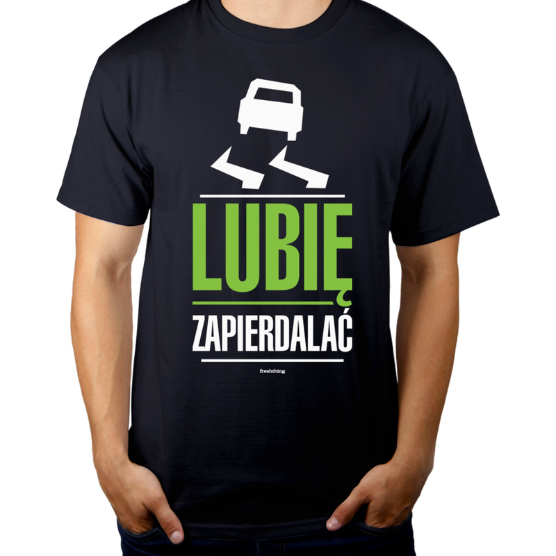 Lubię Zapie*dalać Drift - Męska Koszulka Ciemnogranatowa