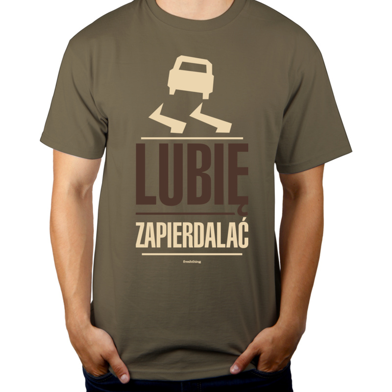 Lubię Zapie*dalać Drift - Męska Koszulka Khaki