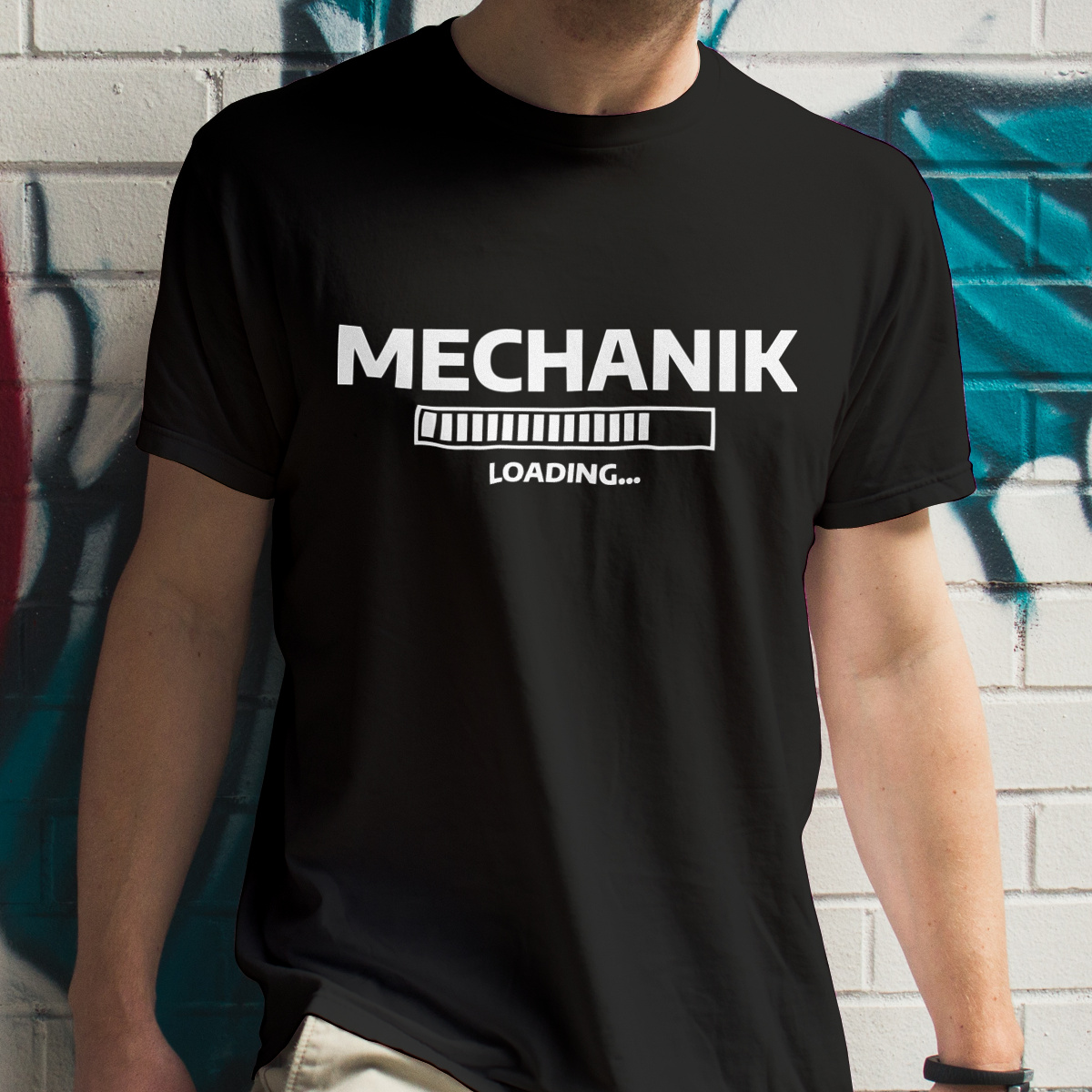 Mechanik Loading - Męska Koszulka Czarna