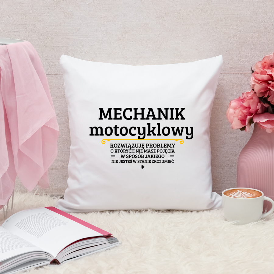 Mechanik Motocyklowy - Rozwiązuje Problemy O Których Nie Masz Pojęcia - Poduszka Biała