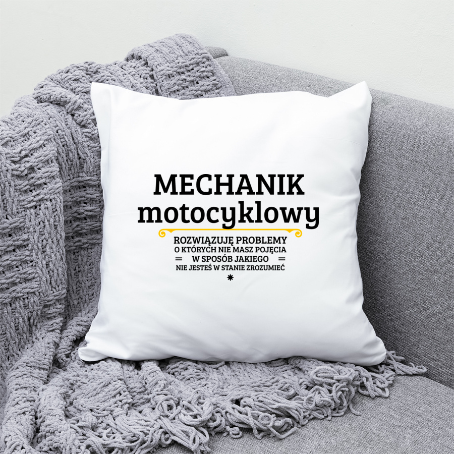 Mechanik Motocyklowy - Rozwiązuje Problemy O Których Nie Masz Pojęcia - Poduszka Biała