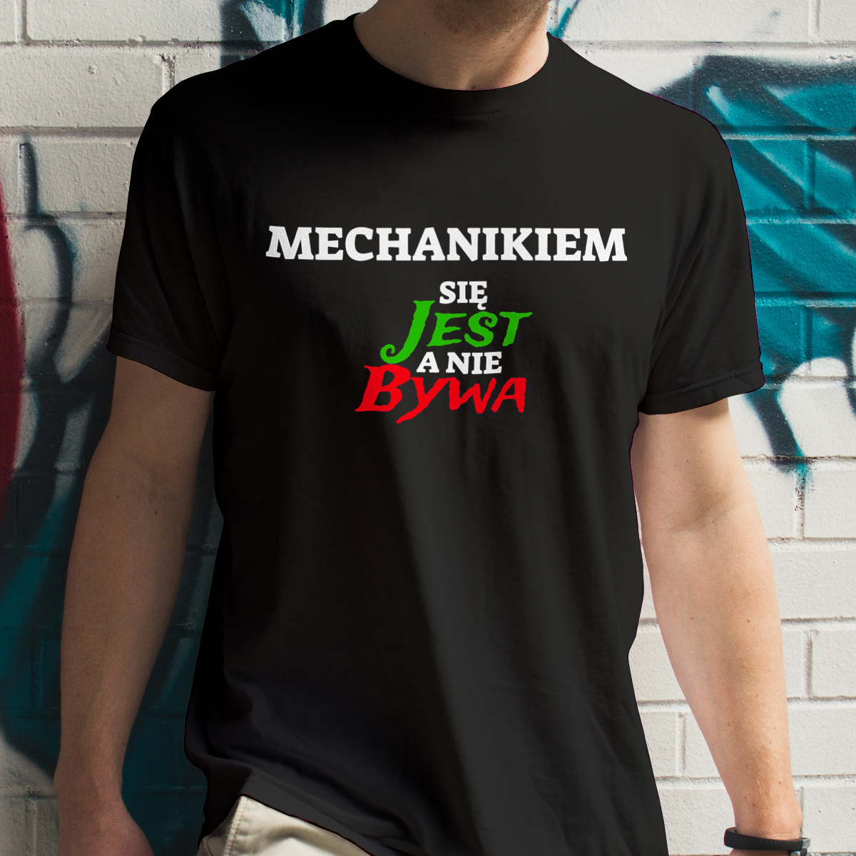 Mechanikiem Się Jest, A Nie Bywa - Męska Koszulka Czarna