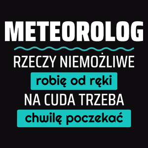 Meteorolog - Rzeczy Niemożliwe Robię Od Ręki - Na Cuda Trzeba Chwilę Poczekać - Męska Koszulka Czarna