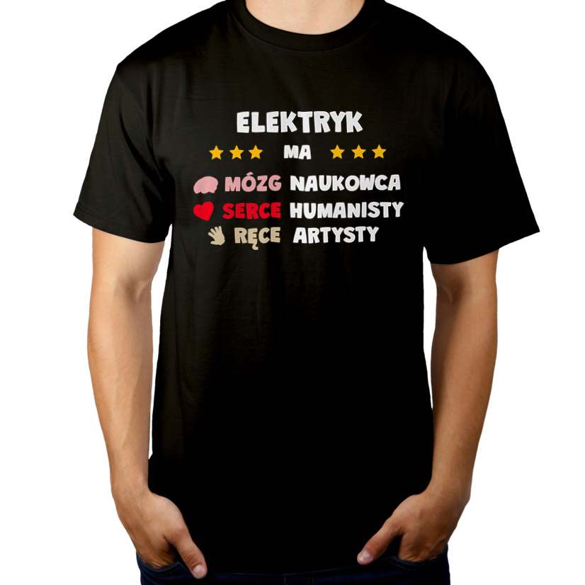 Mózg Serce Ręce Elektryk - Męska Koszulka Czarna