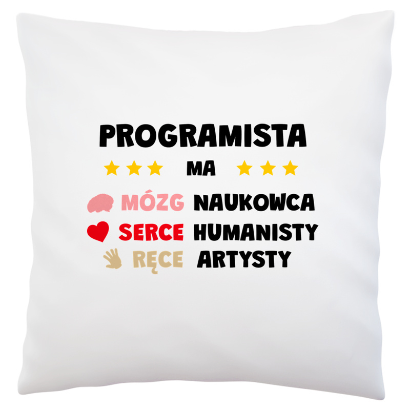 Mózg Serce Ręce Programista - Poduszka Biała