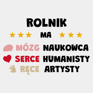 Mózg Serce Ręce Rolnik - Męska Koszulka Biała