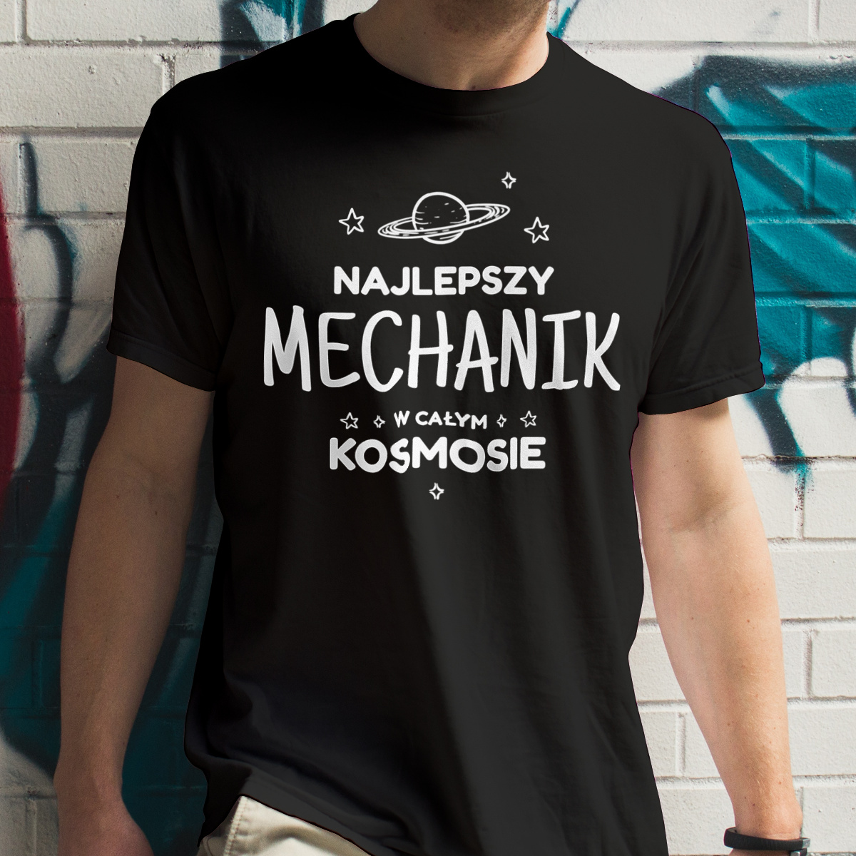 Najlepszy Mechanik W Kosmosie - Męska Koszulka Czarna