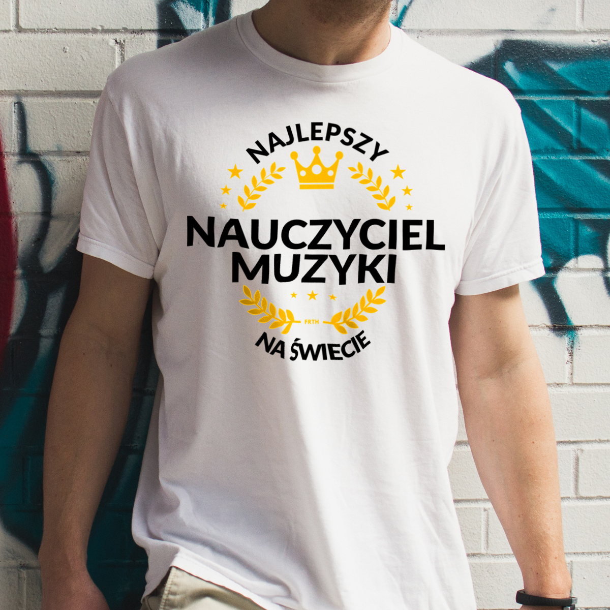 Najlepszy Nauczyciel Muzyki Na Świecie - Męska Koszulka Biała