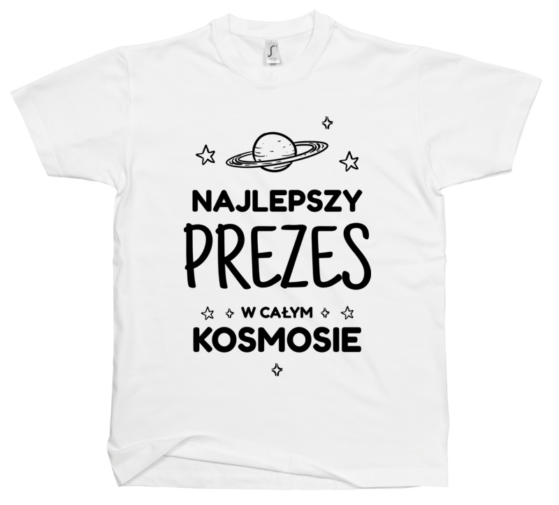 Najlepszy Prezes W Kosmosie - Męska Koszulka Biała