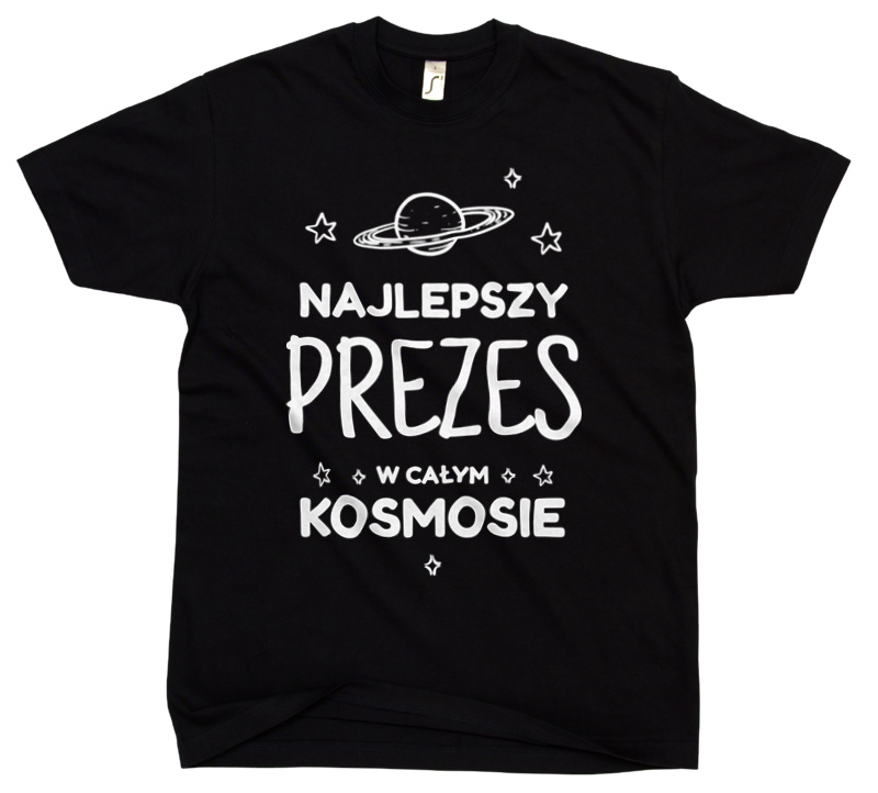 Najlepszy Prezes W Kosmosie - Męska Koszulka Czarna