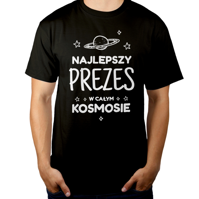 Najlepszy Prezes W Kosmosie - Męska Koszulka Czarna