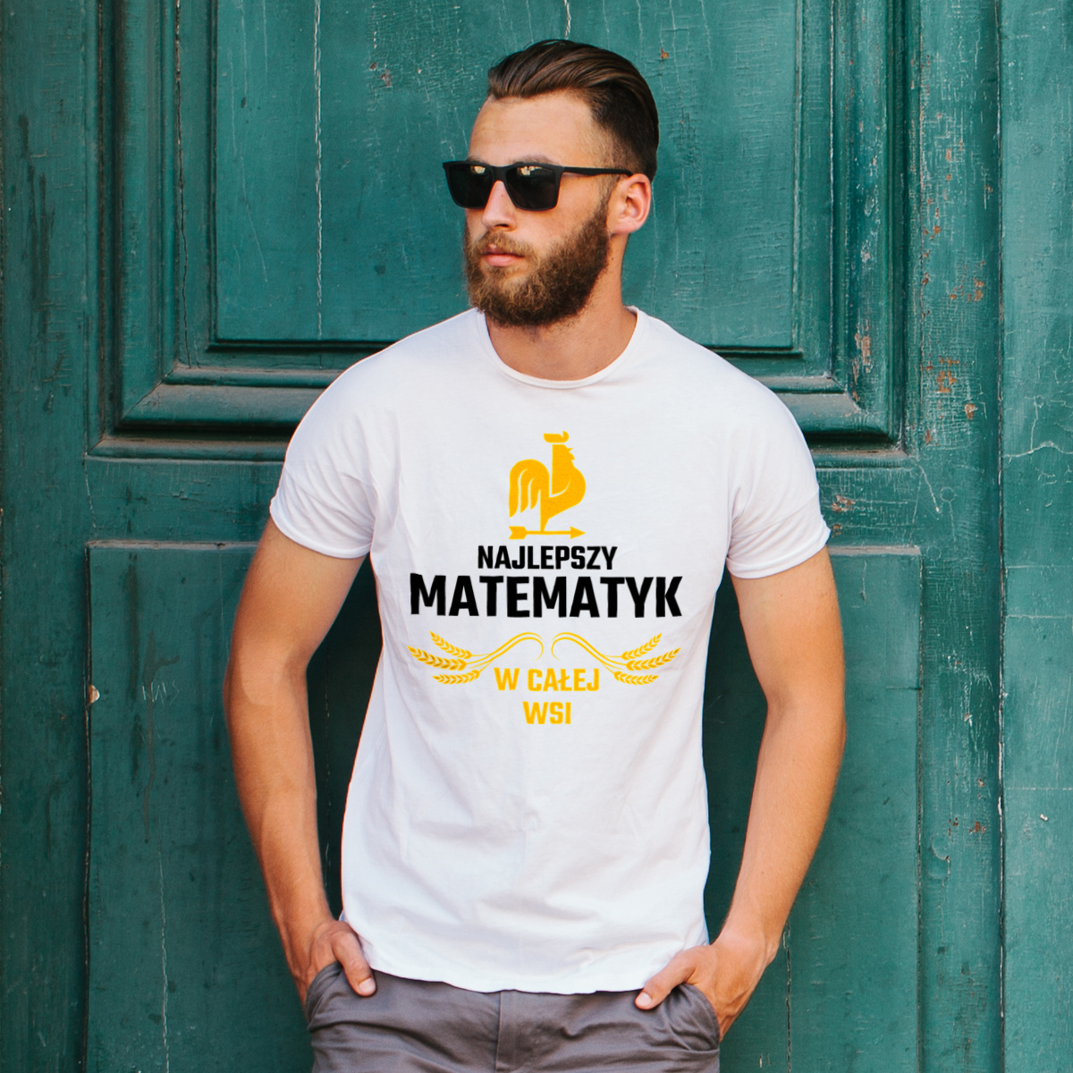 Najlepszy matematyk w całej wsi - Męska Koszulka Biała