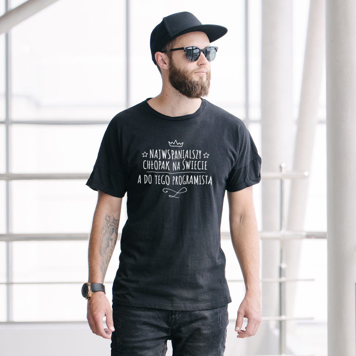 Najwspanialszy Chłopak A Do Tego Programista - Męska Koszulka Czarna