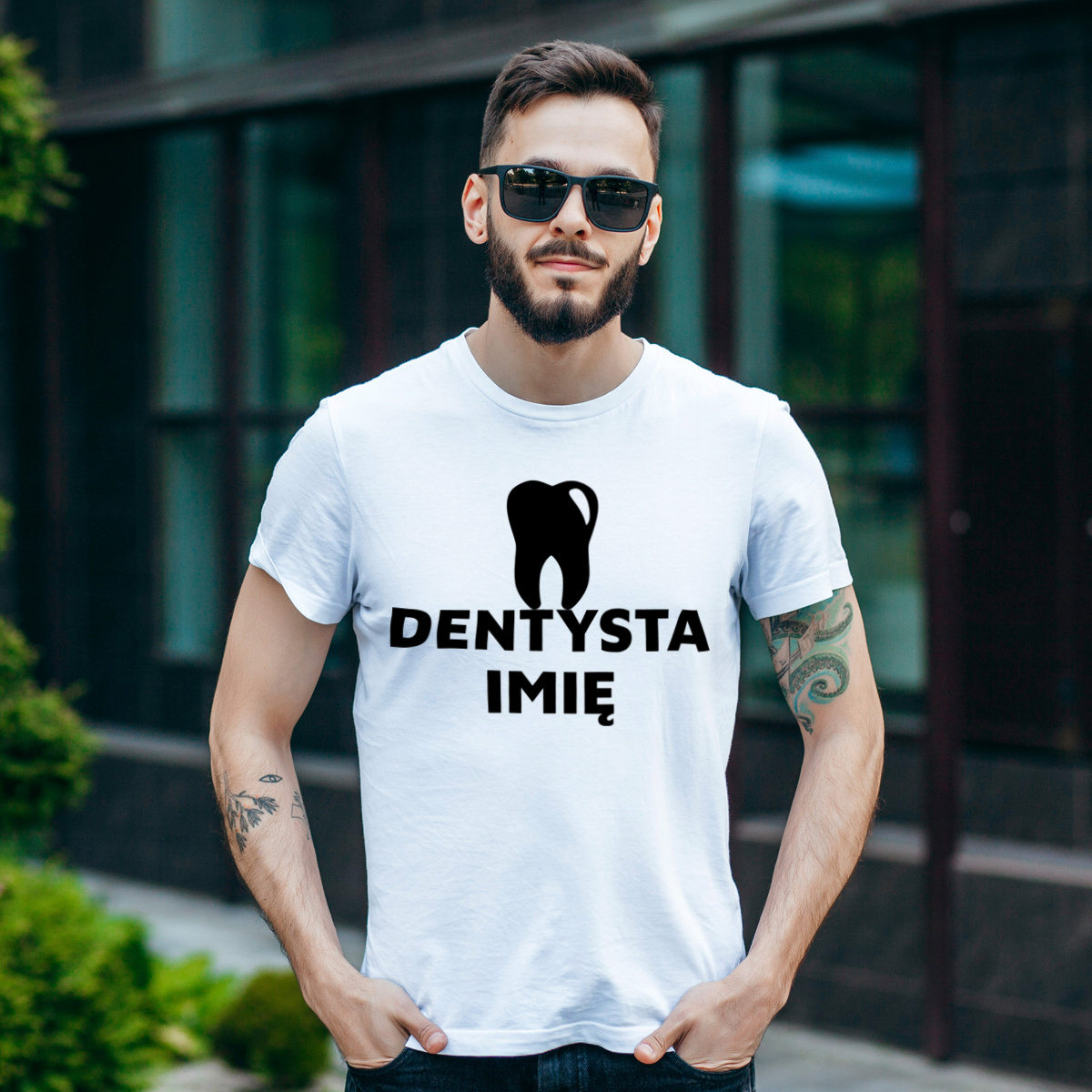 Napis Dentysta - Męska Koszulka Biała