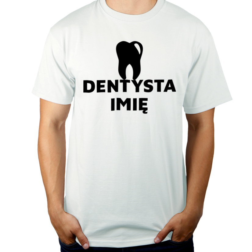 Napis Dentysta - Męska Koszulka Biała