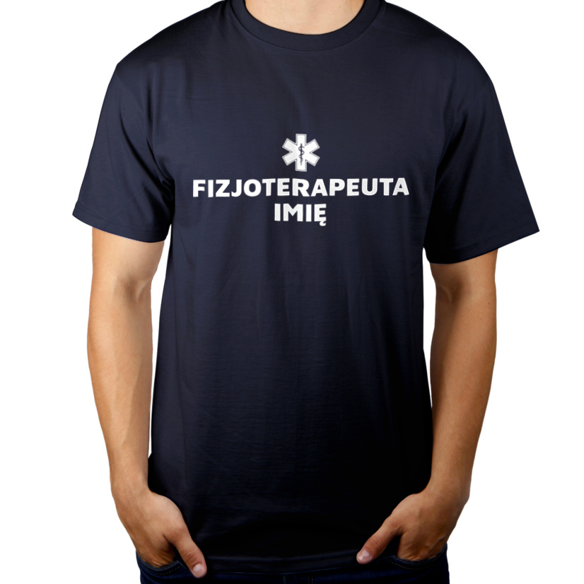 Napis Fizjoterapeuta - Męska Koszulka Ciemnogranatowa
