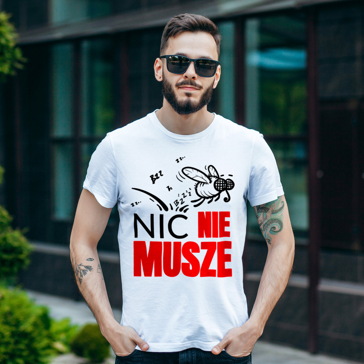 Nic Nie Muszę - Męska Koszulka Biała