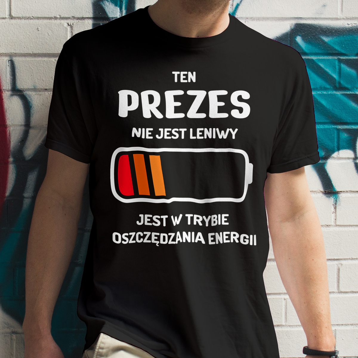 Nie Leniwy Prezes - Męska Koszulka Czarna