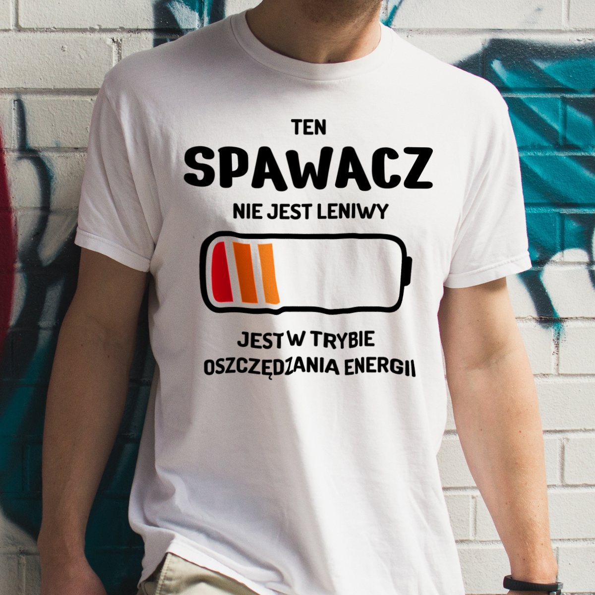 Nie Leniwy Spawacz - Męska Koszulka Biała