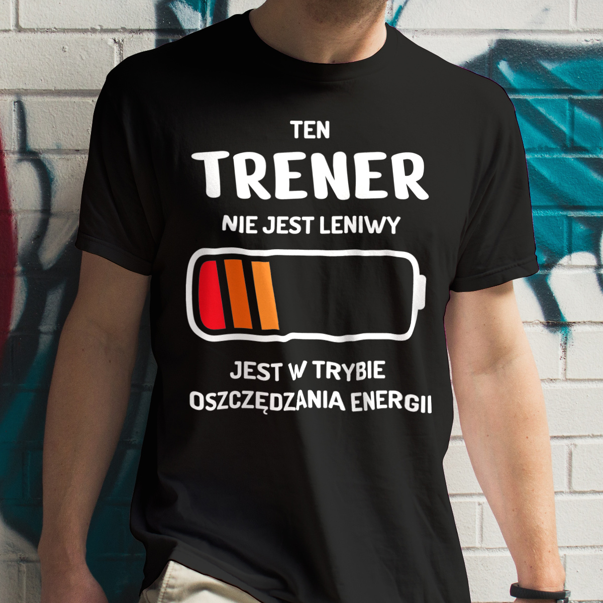 Nie Leniwy Trener - Męska Koszulka Czarna