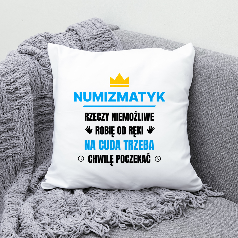 Numizmatyk Rzeczy Niemożliwe Robię Od Ręki - Poduszka Biała