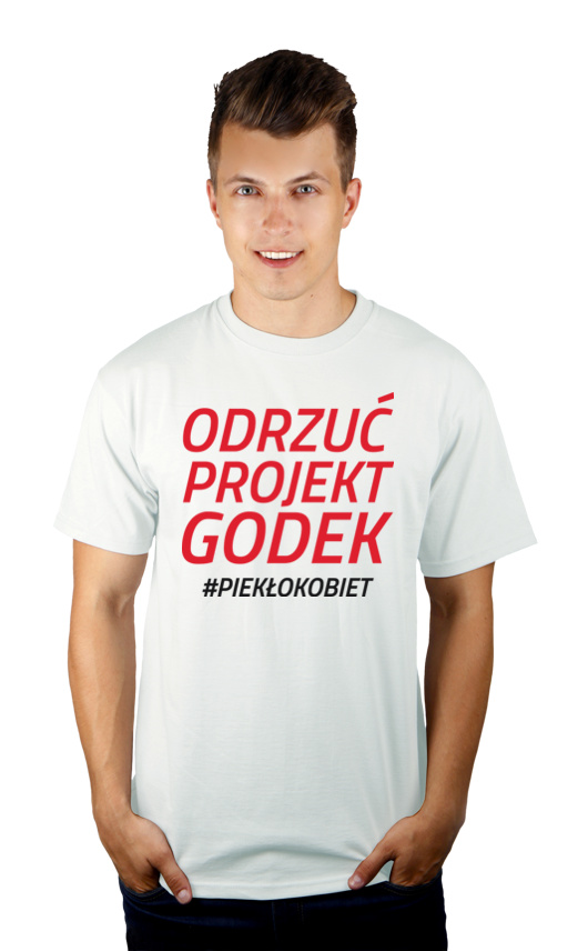 Odrzuć Projekt Godek - Męska Koszulka Biała