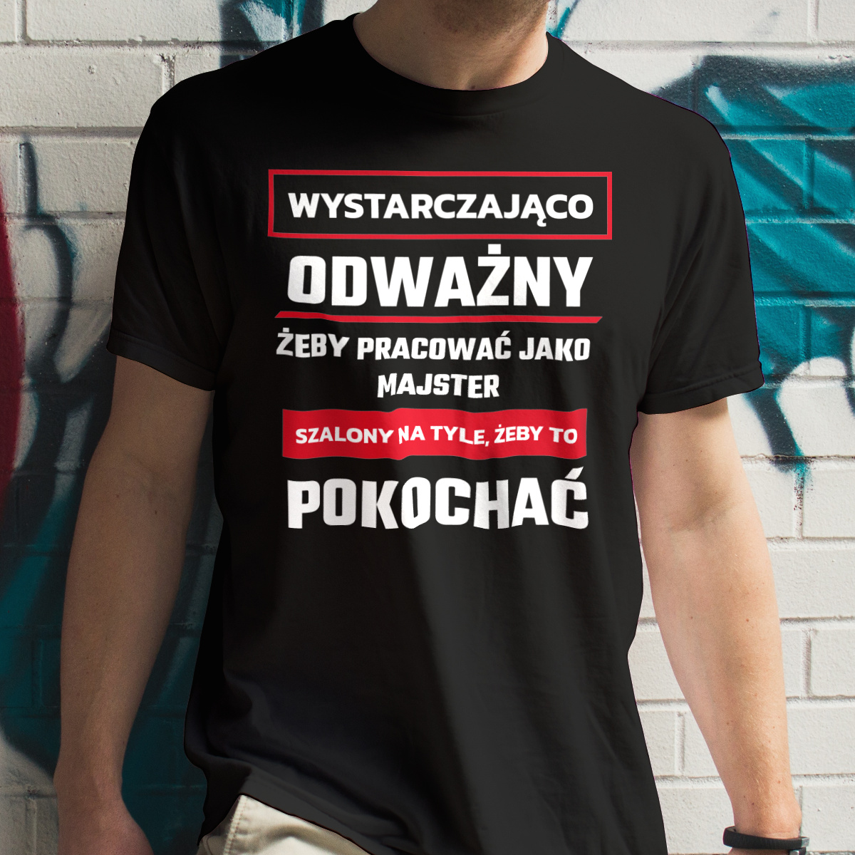 Odważny Szalony Majster - Męska Koszulka Czarna