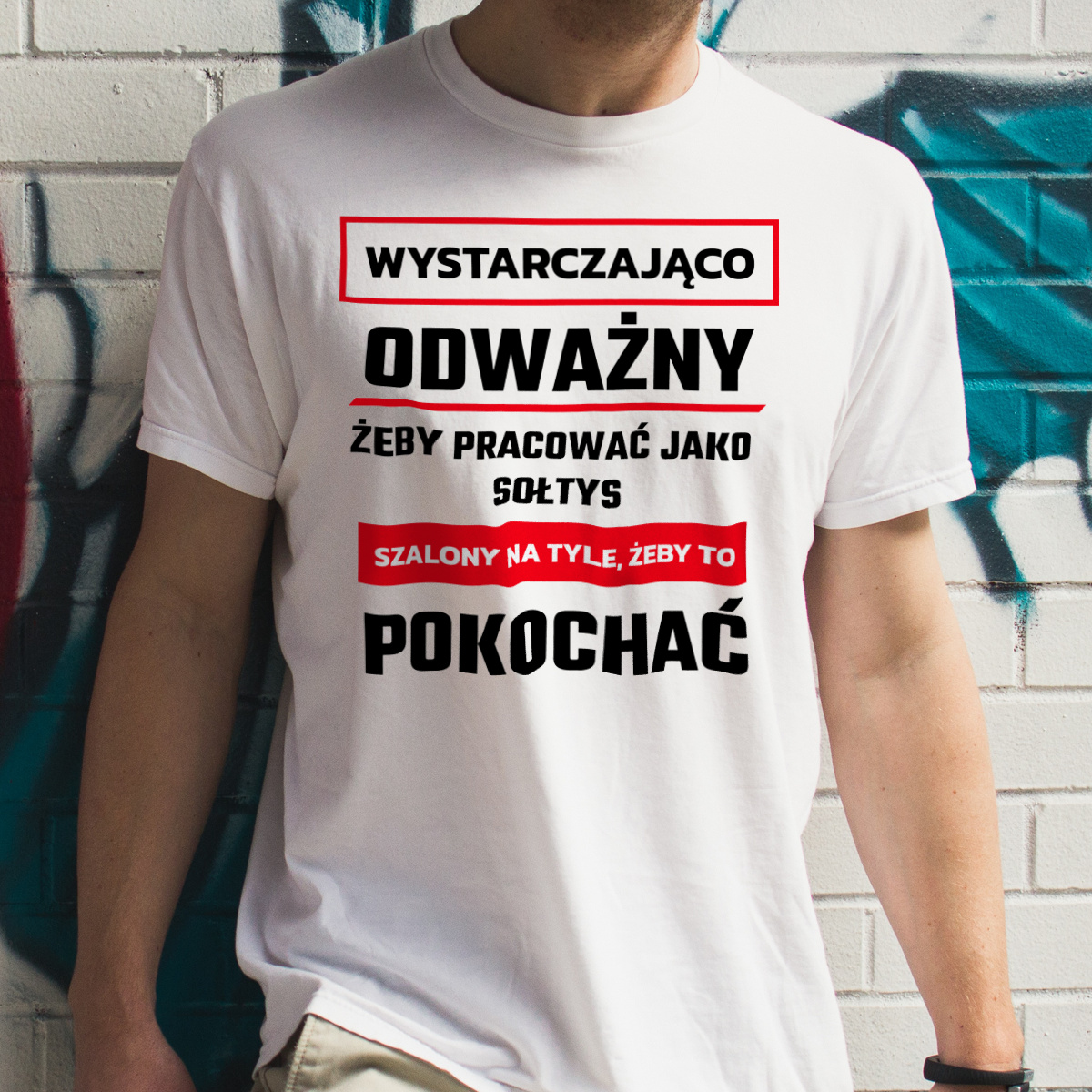 Odważny Szalony Sołtys - Męska Koszulka Biała