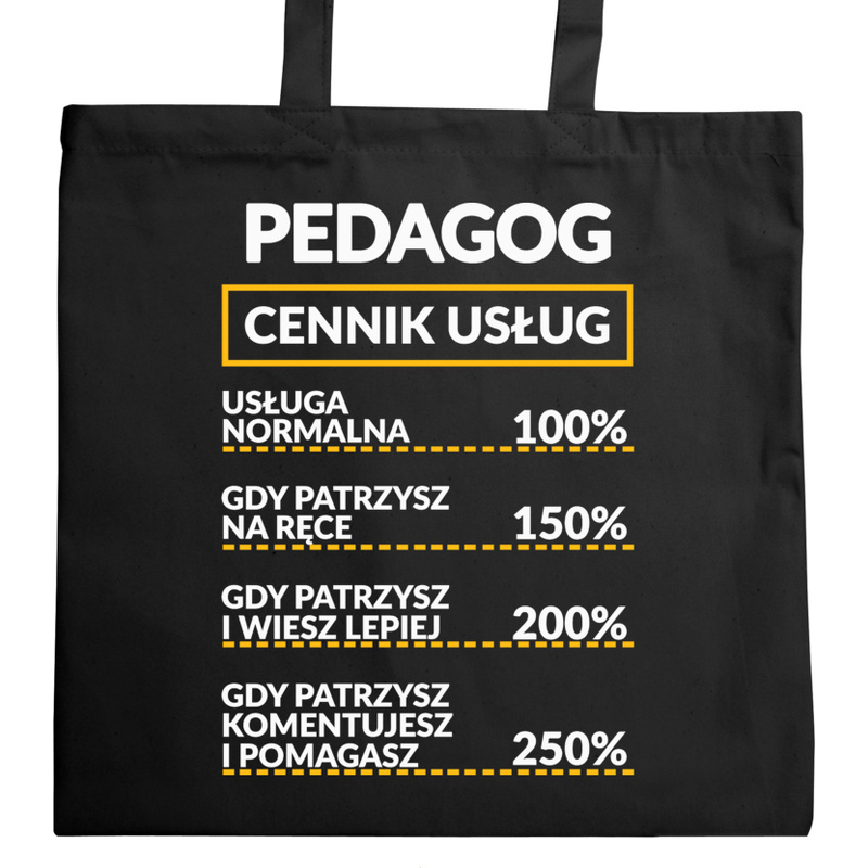 Pedagog - Cennik Usług - Torba Na Zakupy Czarna