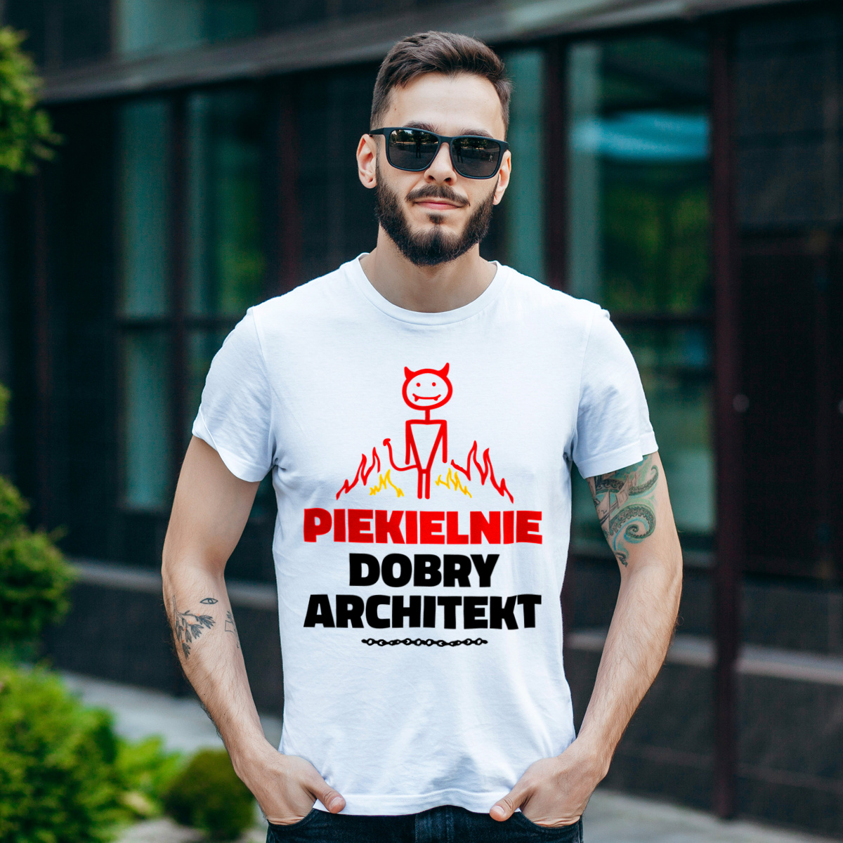 Piekielnie Dobry Architekt - Męska Koszulka Biała