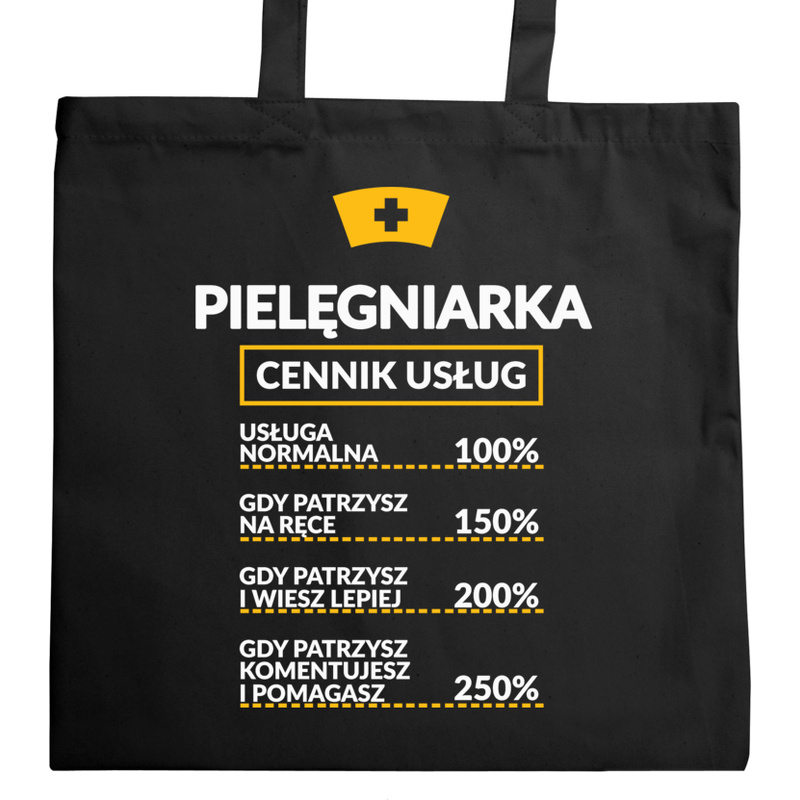 Pielęgniarka - Cennik Usług - Torba Na Zakupy Czarna