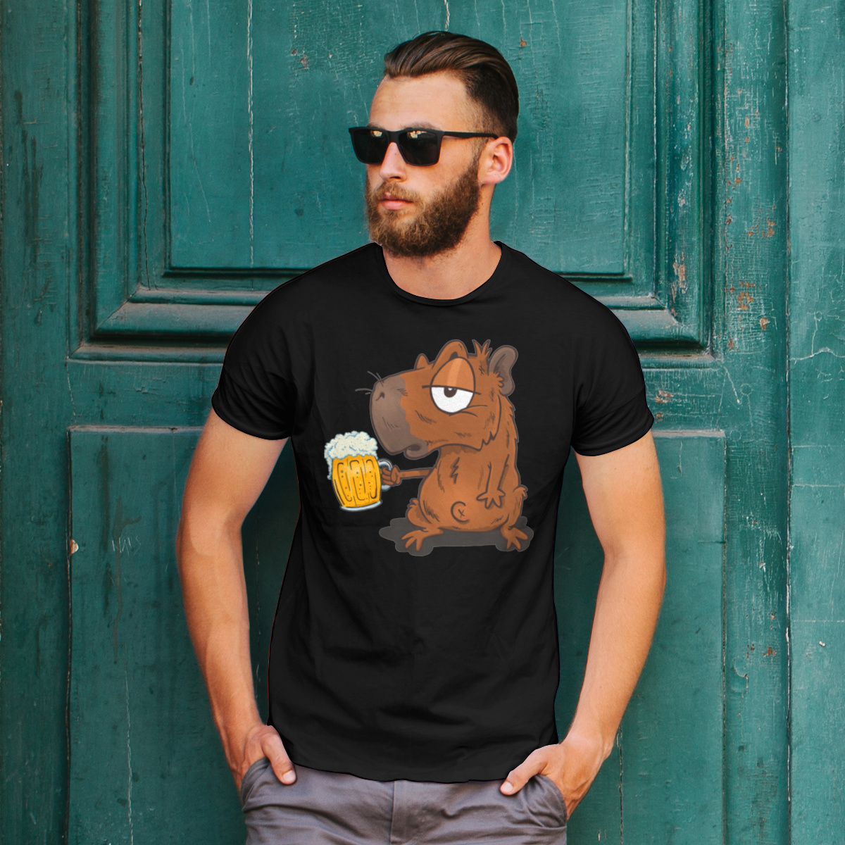 Piwo kapibara beer - Męska Koszulka Czarna