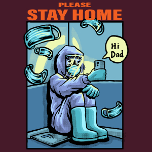 Please Stay Home - Męska Koszulka Burgundowa