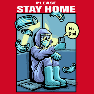 Please Stay Home - Damska Koszulka Czerwona