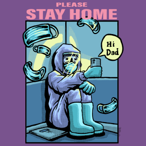 Please Stay Home - Damska Koszulka Fioletowa