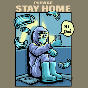 Please Stay Home - Męska Koszulka Jasno Szara