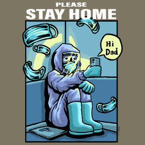 Please Stay Home - Męska Koszulka Khaki