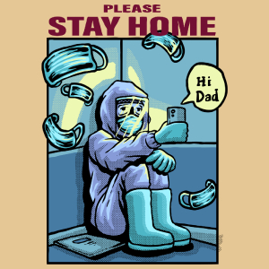 Please Stay Home - Męska Koszulka Piaskowa