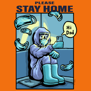 Please Stay Home - Damska Koszulka Pomarańczowa