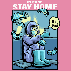 Please Stay Home - Damska Koszulka Różowa