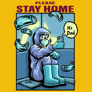 Please Stay Home - Damska Koszulka Żółta