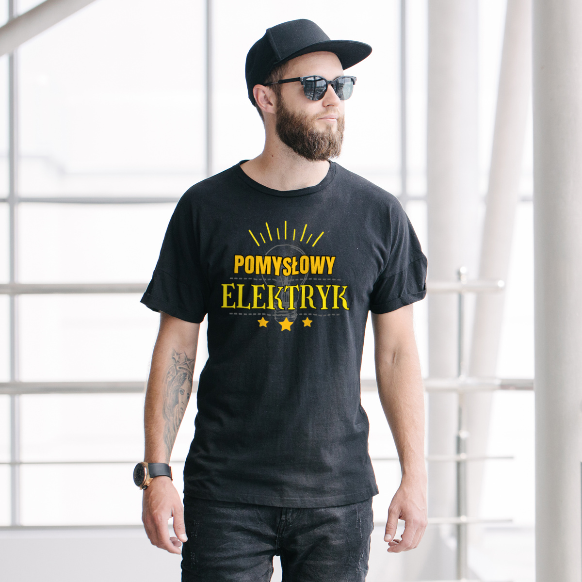 Pomysłowy Elektryk - Męska Koszulka Czarna