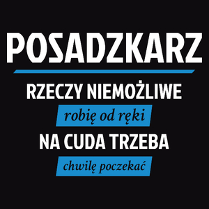 Posadzkarz - Rzeczy Niemożliwe Robię Od Ręki - Na Cuda Trzeba Chwilę Poczekać - Męska Koszulka Czarna