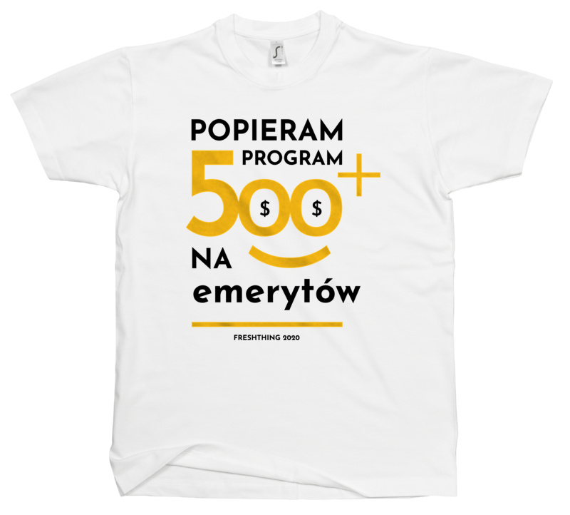 Program 500 Plus Na Emerytów - Męska Koszulka Biała