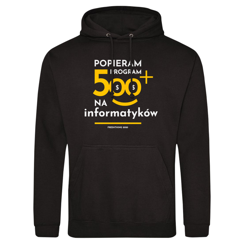 Program 500 Plus Na Informatyków - Męska Bluza z kapturem Czarna