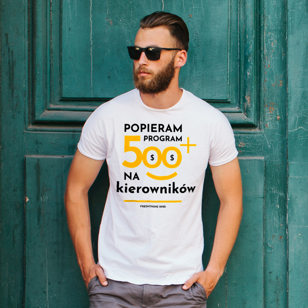 Program 500 Plus Na Kierowników - Męska Koszulka Biała